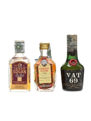 Laird O'Logan, Stewarts Dundee & Vat 69 Bottled 1960s 3 x 4.7cl