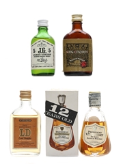 James Gordon 5, King Edward I, Lord Douglas & President Bottled 1960s-1970s 4 x 3.9cl-4.7cl