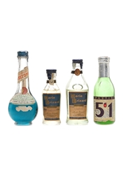Assorted French Liqueurs Cusenier, Marie Brizard & Pastis 4 x 5cl