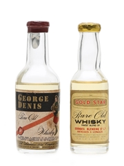 George Denix & Gold Star Whiskey Bottled 1960s 3.5cl & 2.5cl / 40%