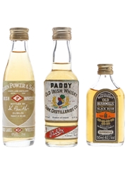 John Power, Old Bushmills & Paddy Bottled 1970s-1980s 3 x 5cl-7.1cl / 40%