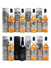 Game Of Thrones Whiskies Set Cardhu, Clynelish, Dalwhinnie, Glendullan, Lagavulin, Oban, Royal Lochnagar, Talisker 8 x 70cl