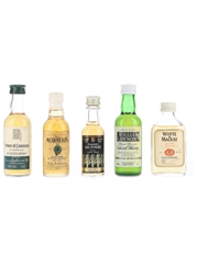 Assorted Blended Scotch Whisky House Of Commons, Muirhead's, 100 Pipers, Whyte & Mackay 5 x 3cl-5cl
