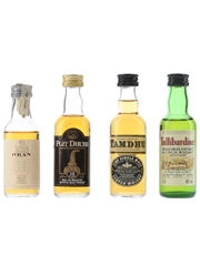 Assorted Scotch Malt Whisky Oban, Poit Dhubh, Tamdhu & Tullibardine 4 x 5cl