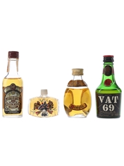 Assorted Blended Scotch Whisky Chivas Regal, Clan Chattan, Dimple & Vat 69 4 x 3cl-5cl