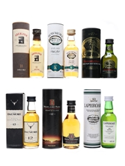 Oddbins Malt Whisky Selection Set Bottled 1990s - Aberlour, Bowmore, Bunnahabhain, Dalmore, Highland Park & Laphroaig 6 x 5cl