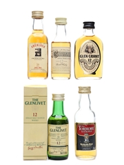 Assorted Speyside Single Malt Scotch Whisky Bottled 1980s-1990s 5 x 5cl
