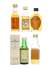 Assorted Speyside Single Malt Scotch Whisky Bottled 1980s-1990s 5 x 5cl