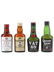 Crawford's, King George IV, Queen Anne & Vat 69 Bottled 1960s 4 x 5cl / 40%