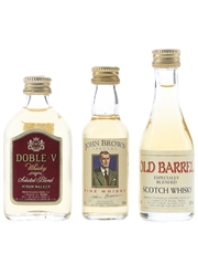 Assorted Whiskies Of The World Hiram Walker, John Brown & Old Barrel 3 x 3cl-5cl