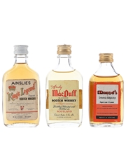 Assorted Blended Scotch Whisky Ainslie's King's Legend, MacDuff & Maund's 3 x 4cl