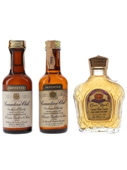 Canadian Club & Crown Royal Bottled 1970s-1980s 3 x 4cl-5cl / 40%