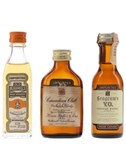 Canadian Club, Old Bushmills & Seagram's Bottled 1970s-1980s 3 x 4.7cl-5cl