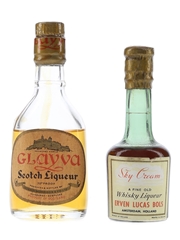 Erven Lucas Bols Sky Cream & Glayva Scotch Liqueur Bottled 1960s 2 x 5cl