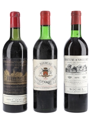 Assorted Bordeaux Wines D'Angludet 1970, Fourcas Hosten 1966, Villeneuve 1962 3 x 75cl