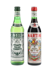 Cavello Extra Dry & Martini Rosso Bottled 1970s-1980s 2 x 75cl