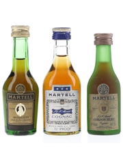 Martell Cordon Bleu, Medaillon & 3 Star Bottled 1970s 3 x 3cl / 40%
