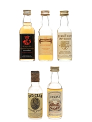 Assorted Blended Scotch Whisky Deerstalker, Glenmoriston, Heriot Watt University, Old Clan & Argyll And Sutherland Highlander 5 x 4.68cl-5cl