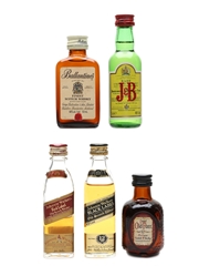 Assorted Blended Scotch Whisky Ballantine's, Grand Old Parr, Johnnie Walker and J & B 5 x 5cl