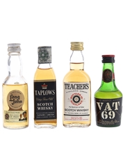 Assorted Blended Scotch Whisky Bottled 1960s-1970s - Long John, Taplows, Teacher's & Vat 69 4 x 4.7cl-5cl