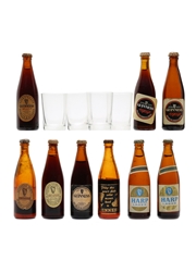 Guinness, Harp Lager & Glasses Tiny Bottles 9 x 1cl - 2cl
