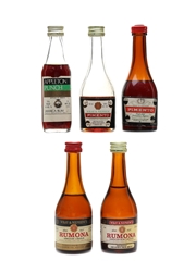 Wray & Nephew Rum & Liqueurs Bottled 1970s 5 x 5cl-6cl