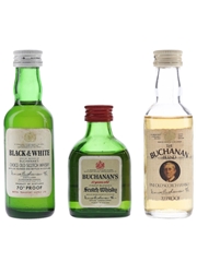 Black & White and Buchanan Bottled 1970s 3 x 5cl / 40%
