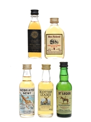 Assorted Blended Scotch Whisky Argyll, Ben Roland, Inebriated Newt, Scottish Leader & St Leger 5 x 4.7cl-5cl