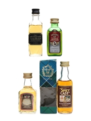 Assorted Blended Scotch Whisky Antiquary, Dewar's, King's Ransom & Spey Cast 4 x 5cl