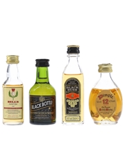 Assorted Whisk(e)y Bell's, Black Bottle, Black Bush & Dimple 4 x 3-5cl