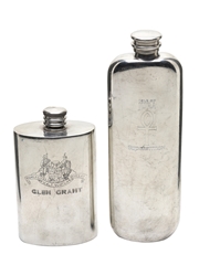 Glen Grant & Isle Of Jura Hip Flasks English Pewter 