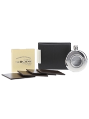 Balvenie Hipflask & Coasters Stainless Steel & Leather 