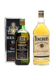 Bell's 12 Years Old & Teacher's Highland Cream Bottled 1980s & 1990s 75cl & 70cl