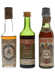 Dolin, Dubonnet & Martini Bottled 1950s-1960s 3 x 7cl