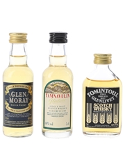 Glen Moray, Tamnavulin & Tomintoul Bottled 1980s-1990s 3 x 5cl