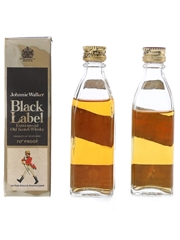 Johnnie Walker Black & Red Label Bottled 1970s 2 x 5cl / 40%