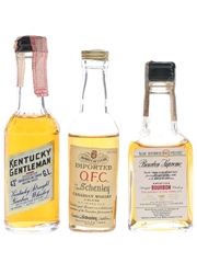 Bourbon Supreme, Kentucky Gentleman & Shenley Bottled 1950s-1970s 3 x 4.7cl