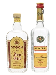 Stock Dry Gin & Seagers Dry Gin Bottled 1950s 2 x 75cl