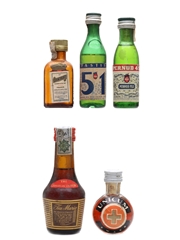 Assorted Liqueurs Bottled 1970s - Cointreau, Pernod, Tia Maria, Zwack 5 x 2cl-4.5cl
