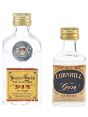 Cornhill & Seagers Gin Bottled 1970s 2 x 5cl / 40%