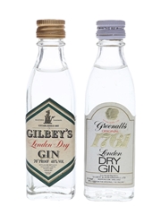 Gilbey's & Greenalls London Dry Gin Bottled 1970s 2 x 5cl / 40%