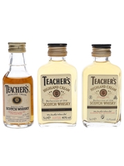Teacher's Highland Cream Bottled 1970s & 1980s 3 x 5cl