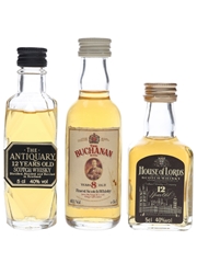 Antiquary, The Buchanan Blend & House Of Lords Bottled 1980s 3 x 5cl / 40%