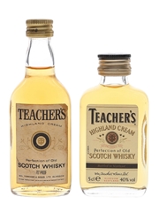 Teacher's Highland Cream Bottled 1970s & 1980s 2 x 5cl