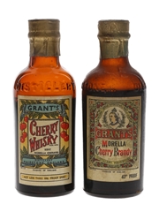 Grant's Cherry Whisky & Morella Cherry Brandy Bottled 1950s-1960s 2 x 5cl