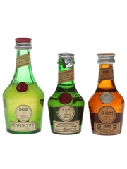 Benedictine DOM & B and B Bottled 1960s-1970s 3 x 3cl-5cl