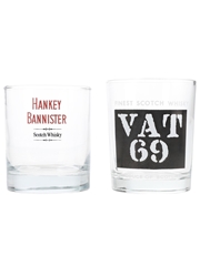 Branded Whisky Glasses Hankey Bannister & VAT 69 