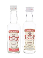 Smirnoff Red Label Vodka Bottles 1960s & 1980s - International Distillers & Vinteners Ltd. 2 x 5cl / 37.5%