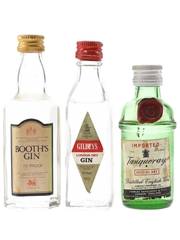 Booth's, Gilbey's & Tanqueray Gin Bottled 1970s 3 x 5cl