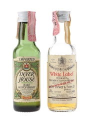 Dewar's White Label & Inver House Green Plaid Bottled 1970s-1980s 2 x 4.7cl-5cl